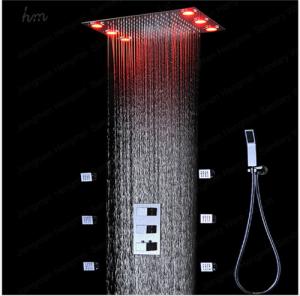 China Stainless Steel Shower Wall Faucet Multi Angle Adjustment Rainfall Shower Head Size 360*500MM wholesale
