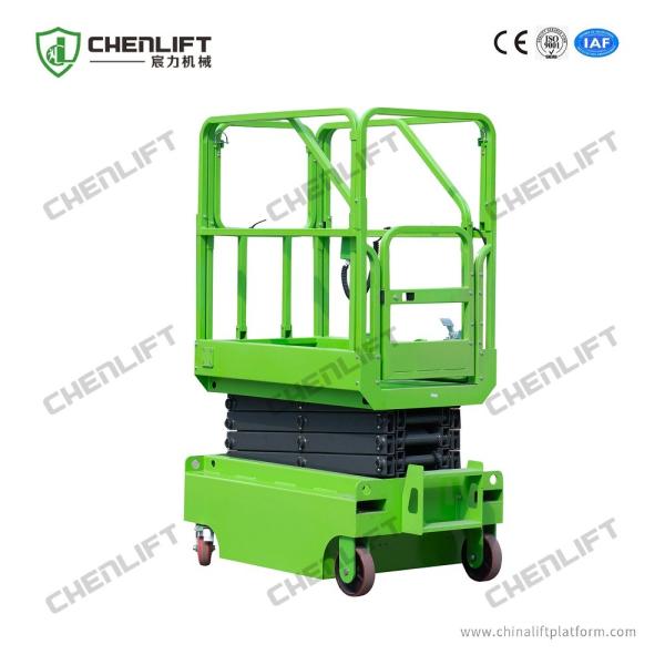 Quality Manual Pushing Mobile Scissor Lift Mini 3m Platform Height 240 Kg Load Capacity for sale