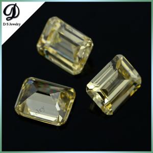 China Direct Manufacturer yellow color emerald cut AAA grade synthetic CZ stones loose CZ gems wholesale