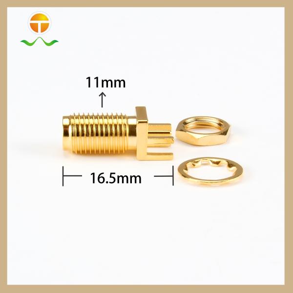 SMA Female PCB Mount Connector 50Ω 2700V Max Brass
