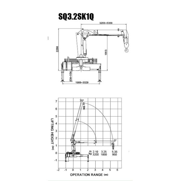 XCMG Telescoping 3.2 Ton SQ3.2SK1Q Truck Mounted Crane With 7m Lifting Height