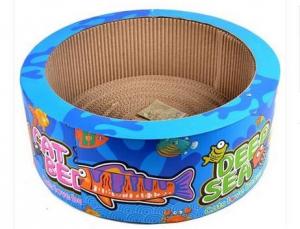 China Round Shape Cardboard Cat Bed Multi Color Choices Attractive Non - Toxic Glue wholesale