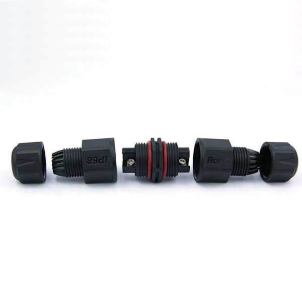 3 Wire Solderless LED Waterproof Outdoor Lighting Connectors Screw Threaded Black
