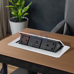 China Custom Pop-Up Design Electric Power UK Plug Socket Flush Mount 2 Outlets Tabletop Socket for Meeting &amp; Conference Tables wholesale