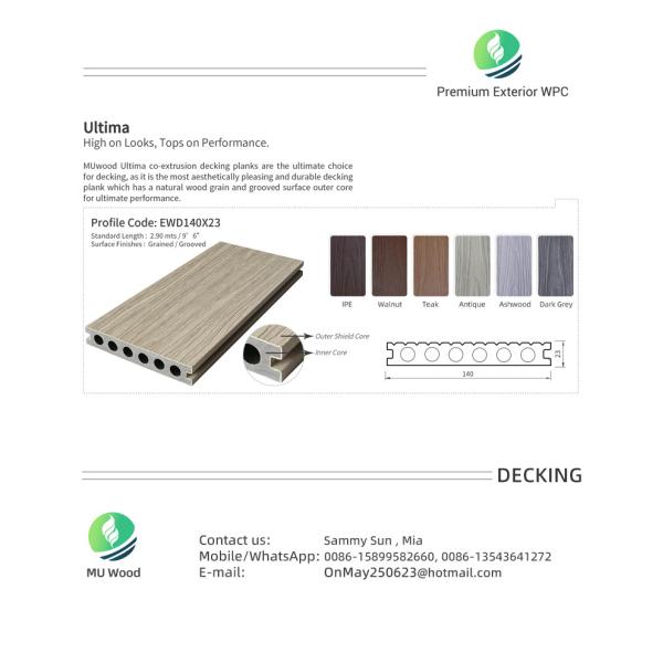 Embossed WPC Composite Decking Board Panel Anti Slip Low Maintenance