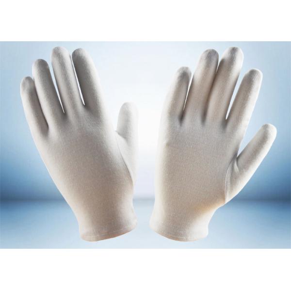 Bleached White Cotton Cosmetic Gloves Ecological Textile Fabric 23cm Length