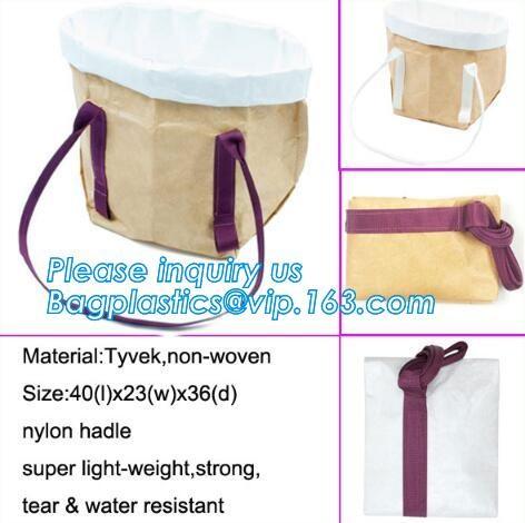washable paper and tyvek foldable storage sack basket, tyvek bag waterproof storage container hamper baskets bagplastics