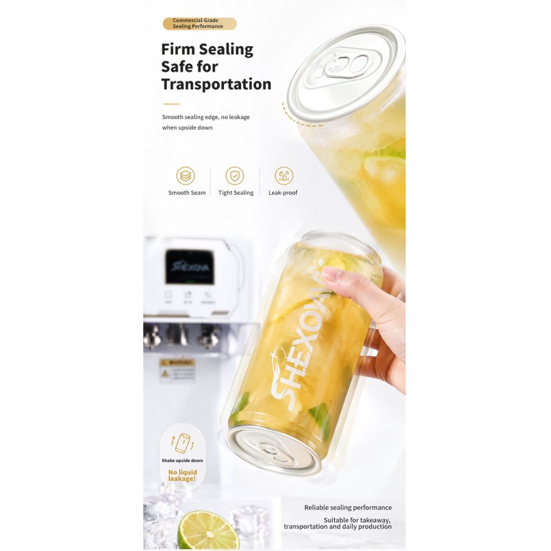 Automatic Can Sealing Machine CE Certified Non Rotating 330ml 500ml Plastic Soda Can Sealer Machine