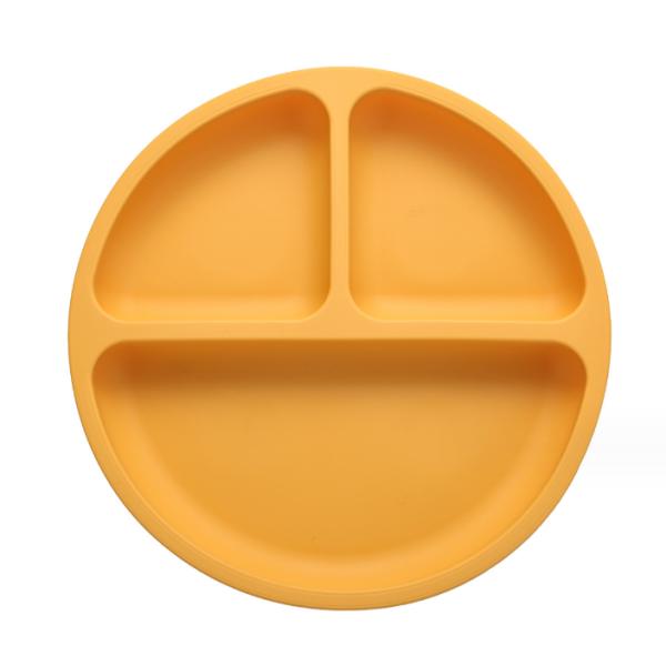Soft Food Grade Silicone Baby Feeding 3 Divided Plate for Kids Design Style None