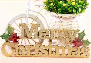 China M54 alphabetical Merry christmas card with lanyard shop glass door decoration hanging tree wholesale