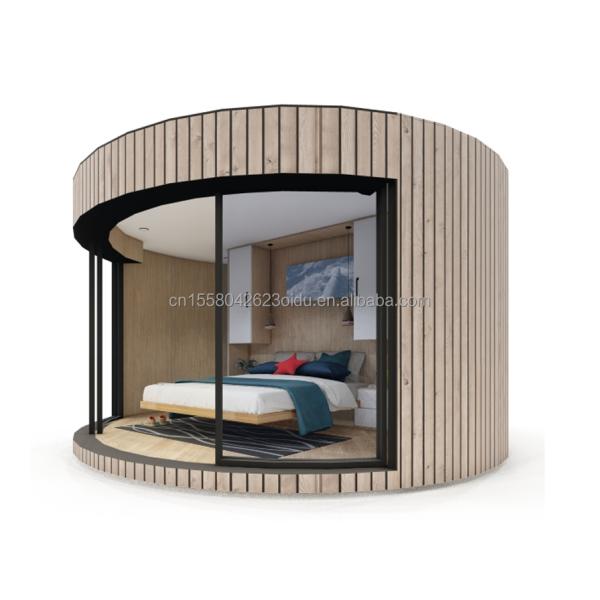 Customized Color Galvanized Steel Square Tubes Main Structure Prefabricated Wooden Round House Garden Hotel Wooden House