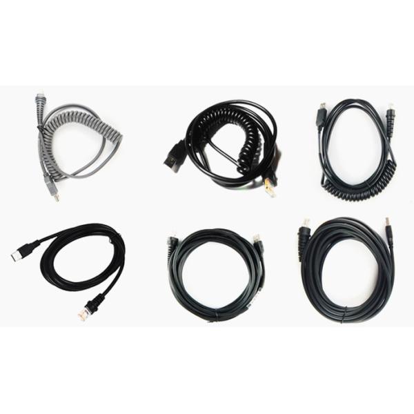 Black Color Barcode Scanner Cable Copper Conductor 26 AWG Wire Gauge With Chip