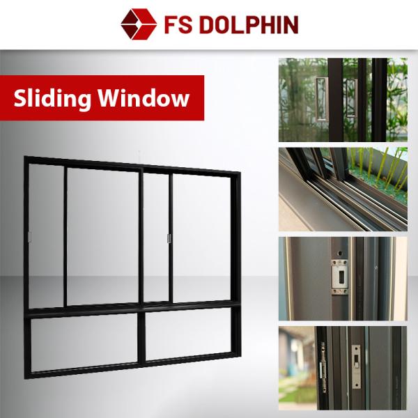 Sash Design Aluminium Frame Sliding Window Energy Saving Double Glass Glazed