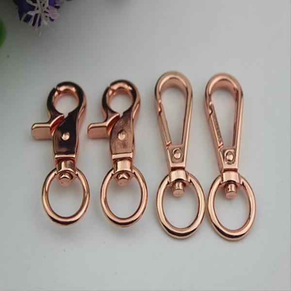 Quality Leather handbag hardware rose gold swivel hook snap 14 mm & 13 mm round shape trigger snap hook for sale