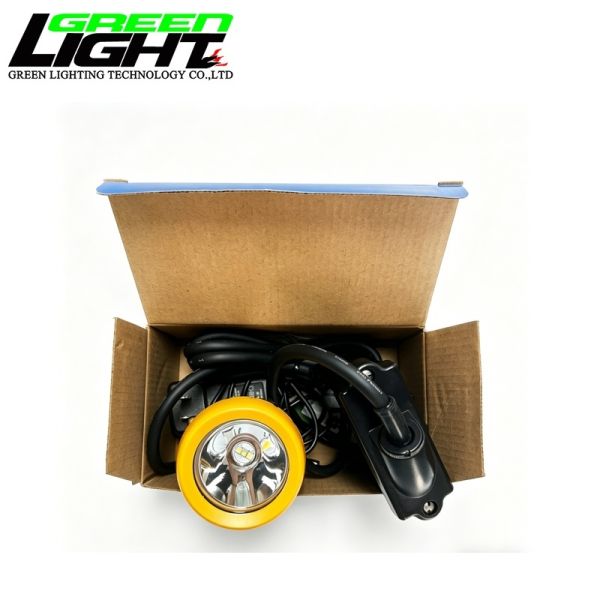 Close-up view of rechargeable LED mining cap lamp features