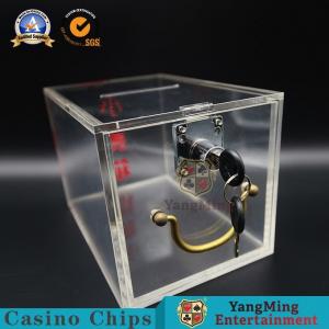 China Custom Full Clear Lockable Cash Box / Acrylic Cards Holder Casino 8 Decks Playing Plastic Dealer Money Drop Box wholesale
