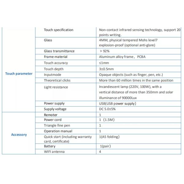 Education Smart Interactive Flat Panel Electronic Whiteboard Touch Screen
