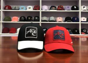 China Different type of ACE brand custom design your own logo color 6panel red baseball caps hats wholesale