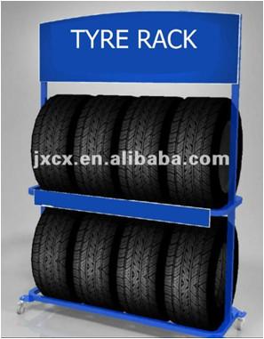Quality 2 Layers Metal Auto Parts Display Racks For Garage Wheels Storage Custom Color for sale