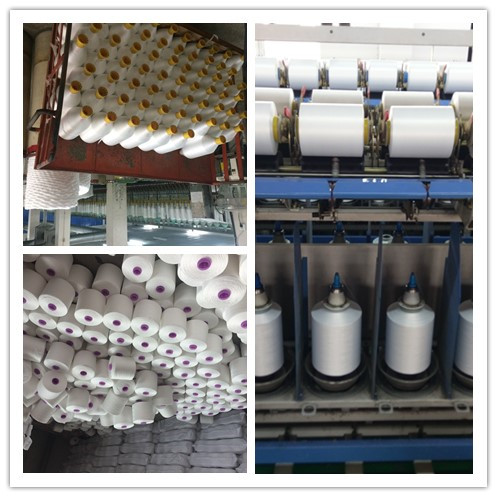 Eco - Friendlypolyester Ring Spun Yarn , Core Spun Raw White Yarn Good Evenness