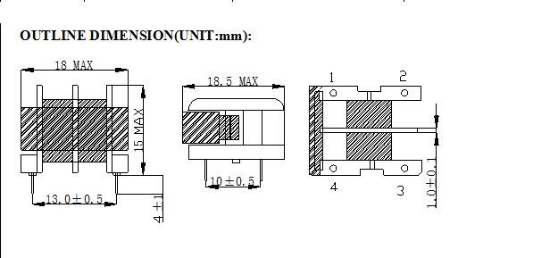 0.6mH Min Customized Power Choke Inductor , UU9.8 Two Winding High Power Inductor