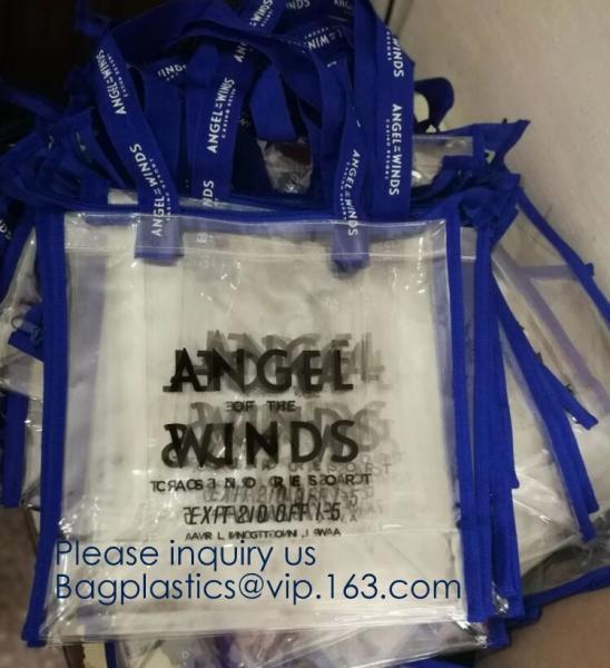 Vinyl Transparent PVC Gusset Bag Plastic Tote Shopping Bag For Packaging TPU Laser Makeup Handbag PVC Cosmetic Shopping
