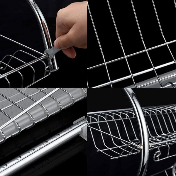 SS H39.5cm 2 Tier Kitchen Storage Rack , 1.28KG Two Tier Shelf Organizer