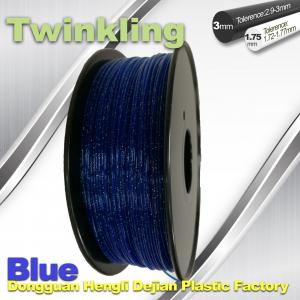 China Blue Color Flexible 3D Printer Filament 1.75 3.0mm Twinkling Filament 200°C - 230°C wholesale