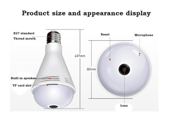 Quality Bulb Dual Light E27 Wireless Wifi Home Security Cameras Automatic Alarm for sale