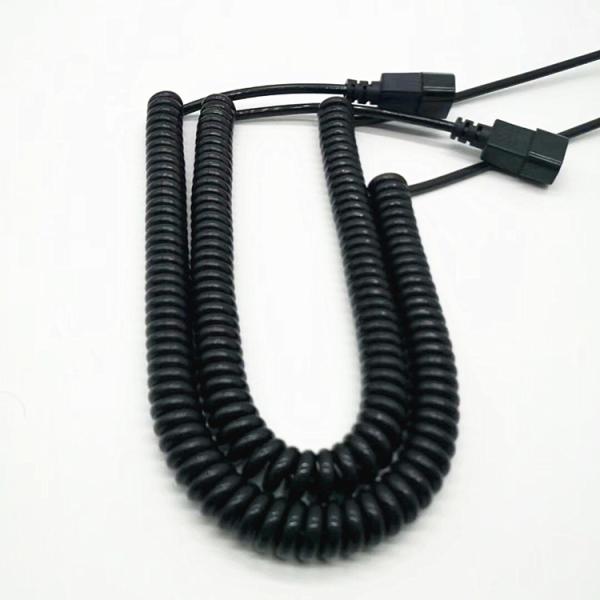 C14 black extension spring power cord 0.5m-10m copper power extension cable OEM