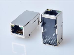 China RJ45 Modular Jack Connector, Through Hole Type, Transformer, with LED,Side Entry, 10/100 Mbps wholesale