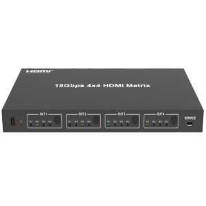 Micro USB 18Gbps 4x4 Matrix HDMI Switcher IR Receiver