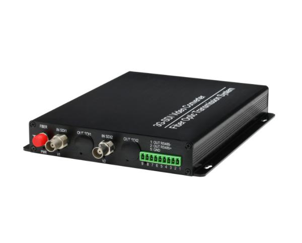 Quality 2 Ch HD SDI to Fiber Optical Converter with 1 Channel Outside Forward Bidirectional Stereo Audio 3.5mm Jack for sale