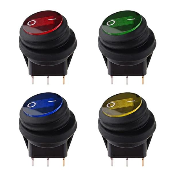 Waterproof 12 Volt Dc Rocker Switches 20a On Off Led Light Round