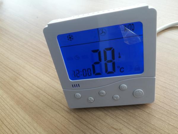 Button Control Fan Coil Unit Thermostat LCD Display With Electric Heater