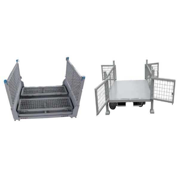A50: Stackable and Foldable Storage Steel Wire Mesh Pallet Cage work bin wire mesh pallet container