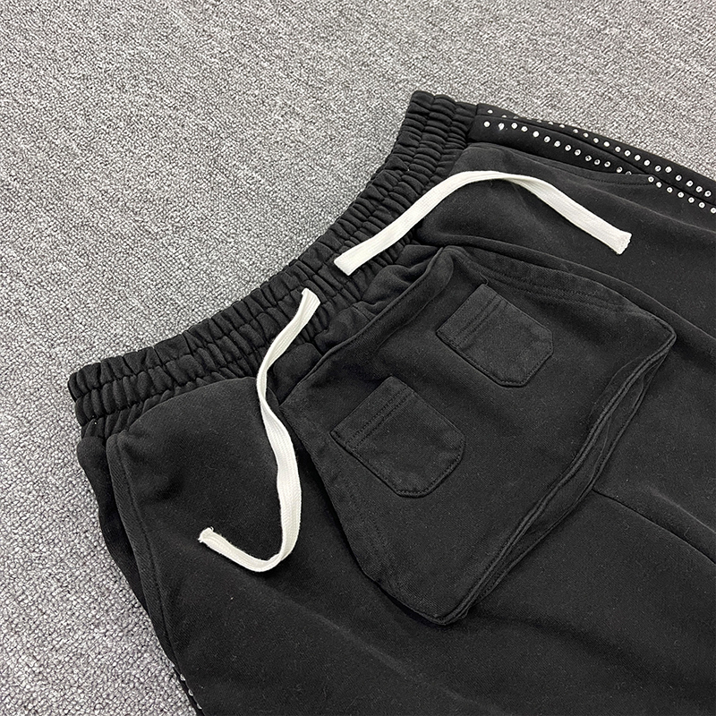 Custom logo Baggy Sweatpants 100% Cotton Fleece Pant Rhinestone Sweats Pants Wide Leg Flared Baggy Sweatpants Joggers