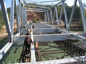 China Designed Span 6-60m Steel Truss Bridge Deck Type Steel Deck / Wood Deck on sale