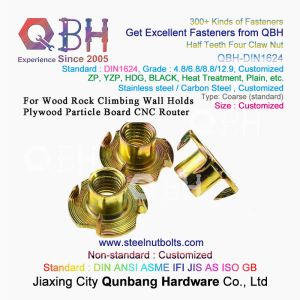 QBH M4-M10 DIN 1624 Yellow Zinc Coated Carbon Steel Tee Nuts With Pronge