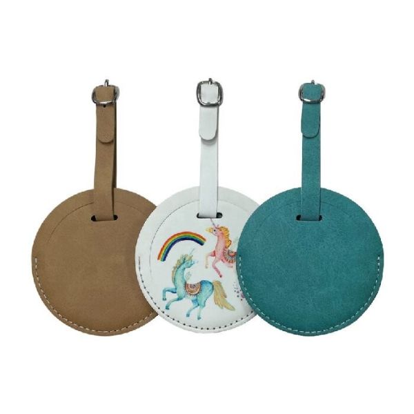 Custom Blank Sublimation Luggage Labels Travel Name Tag Double Sided Printing PU Leather Sublimation Luggage Tags