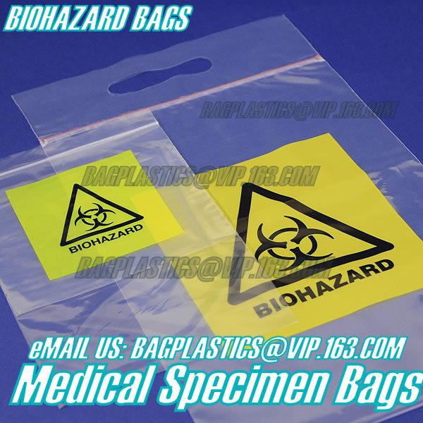 Biohazard Specimen Bag ZIP LOCK, Certificated Zip Lock Reclosable Lab Bag, biohazard zip top specimen bag for lab file