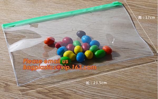 A4 clear plastic portable zipper lock file folder bag with small button snap