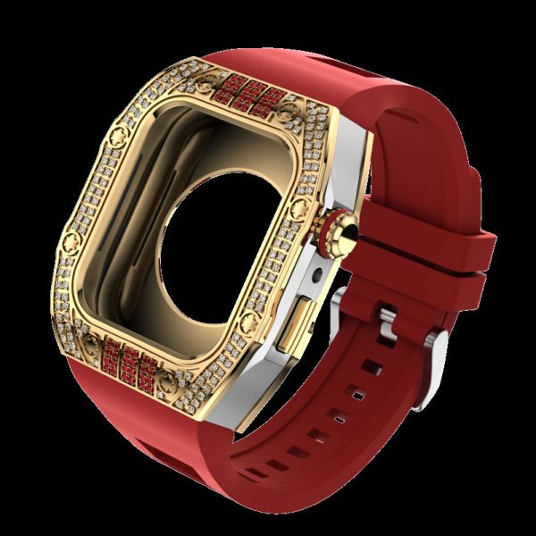 Red Rubber Strap Carbon Fiber Watch Case 38mm High End Apple Watch Case