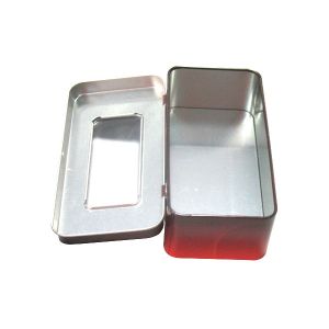 premium rectangular gift tin box with window for watch
