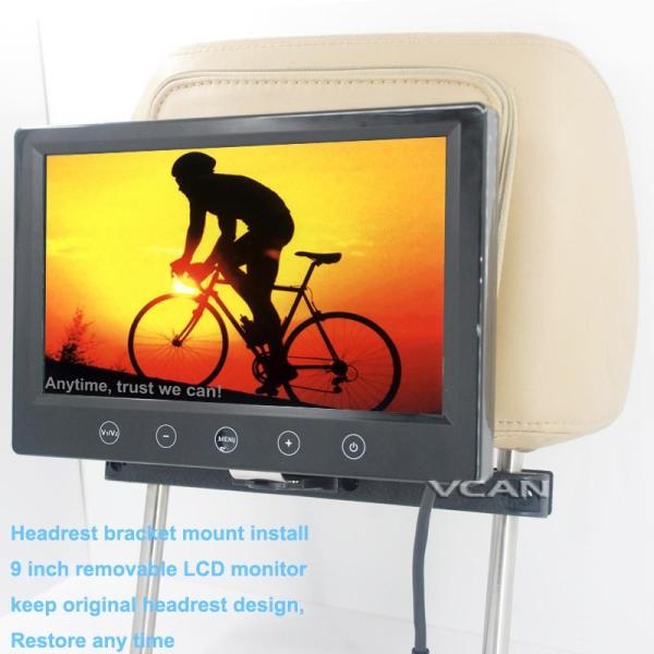 Quality TM-9008 9 inch car removeable headrest monitor with bracket mount 2 av input 12-24V for sale