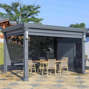 China Ip67 Metal Roof Pavilion Villa Garden Leisure Shade Aluminium Pergola With Side wholesale