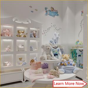 China High end fashion wooden white painting kids clothing stores baby girl clothes wholesale