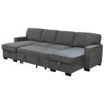 U-Shaped Sectional Sleeper Sofa with Pull Out Bed and Storage Chaise and USB