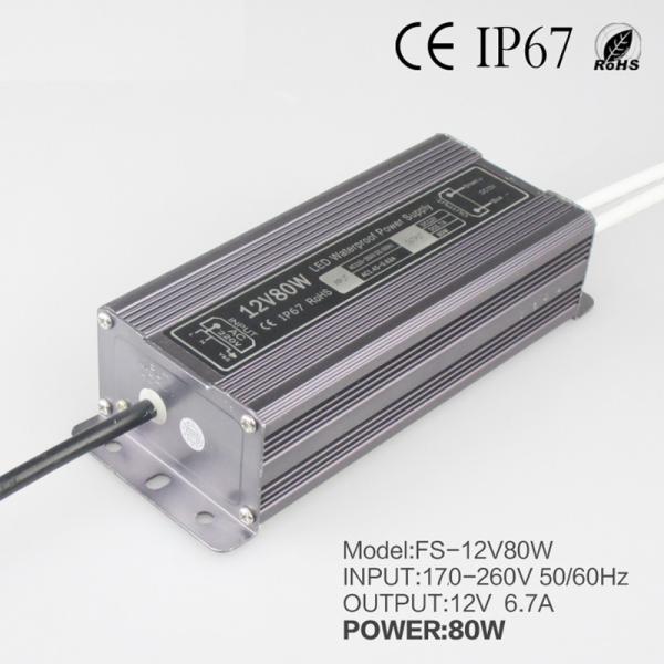 Quality DC 12V 80W Lighting Transformer Waterproof LED Driver Power Supply IP67 Input AC170-250V Adapter for LED Strip for sale