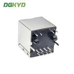 100M Single Port Pcb Connector 180 Degree In Line Network Port Socket Shielded